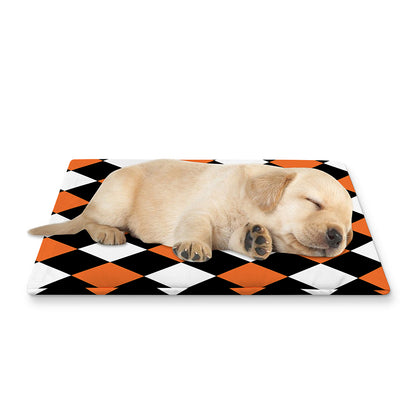 Orange Black And White Harlequin Print Pet Cooling Mat Cover