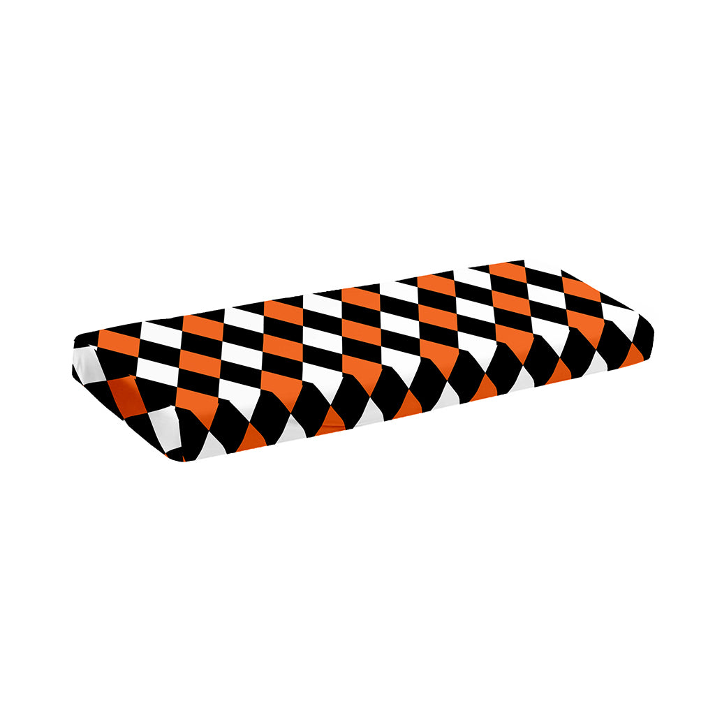 Orange Black And White Harlequin Print Piano Keyboard Cover