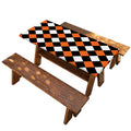 Orange Black And White Harlequin Print Picnic Table Cover