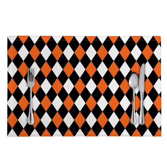 Orange Black And White Harlequin Print Placemat