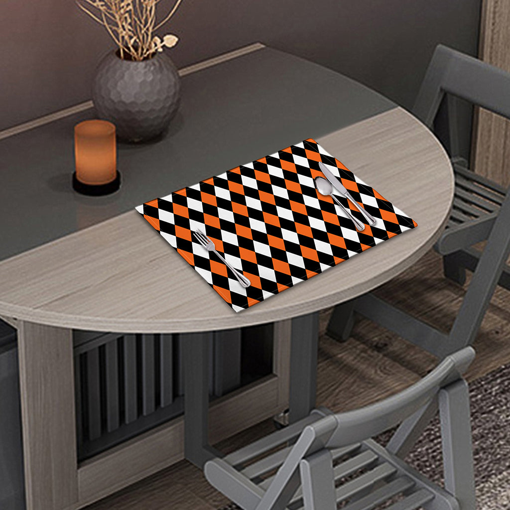Orange Black And White Harlequin Print Placemat