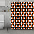 Orange Black And White Harlequin Print Polyester Shower Curtain