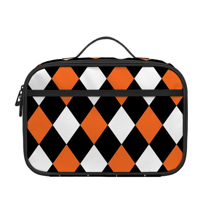 Orange Black And White Harlequin Print Portable Lunch Bag