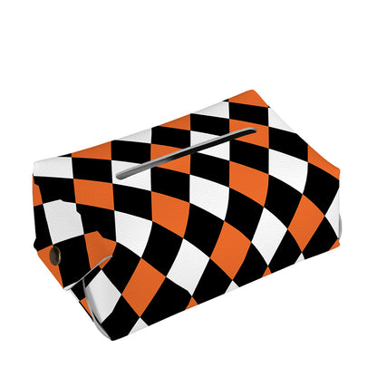 Orange Black And White Harlequin Print Rectangle Tissue Box Cover