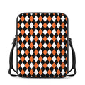 Orange Black And White Harlequin Print Rectangular Crossbody Bag