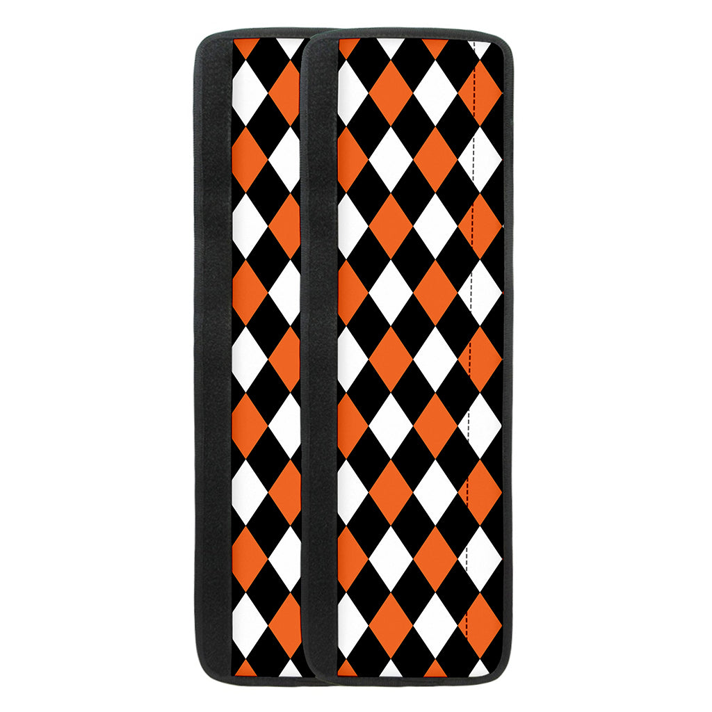 Orange Black And White Harlequin Print Refrigerator Handle Covers