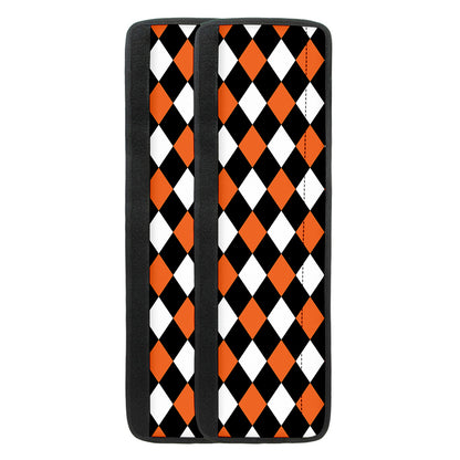 Orange Black And White Harlequin Print Refrigerator Handle Covers
