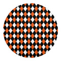Orange Black And White Harlequin Print Round Blanket