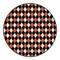 Orange Black And White Harlequin Print Round Floor Mat