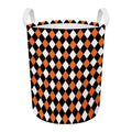 Orange Black And White Harlequin Print Round Laundry Basket