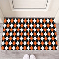Orange Black And White Harlequin Print Rubber Doormat
