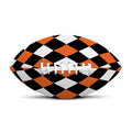 Orange Black And White Harlequin Print Rugby Ball