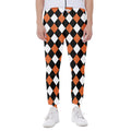 Orange Black And White Harlequin Print Joggers