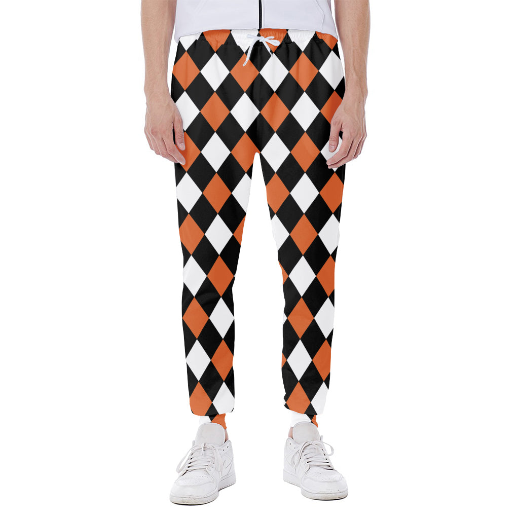 Orange Black And White Harlequin Print Scuba Joggers