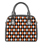 Orange Black And White Harlequin Print Shoulder Handbag