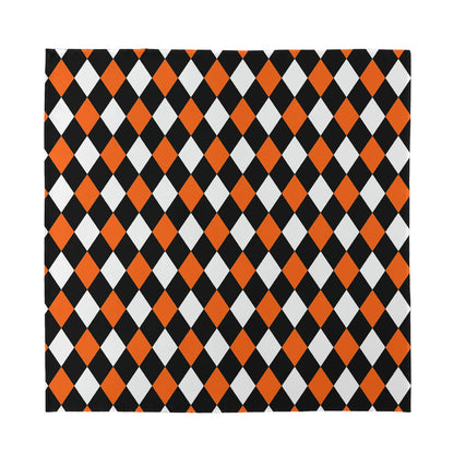 Orange Black And White Harlequin Print Silk Bandana