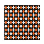 Orange Black And White Harlequin Print Silk Bandana