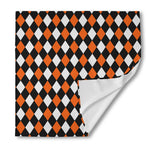Orange Black And White Harlequin Print Silk Bandana