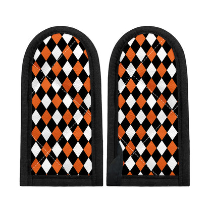 Orange Black And White Harlequin Print Skillet Handle Cover