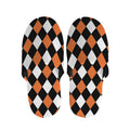 Orange Black And White Harlequin Print Slippers