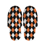 Orange Black And White Harlequin Print Slippers