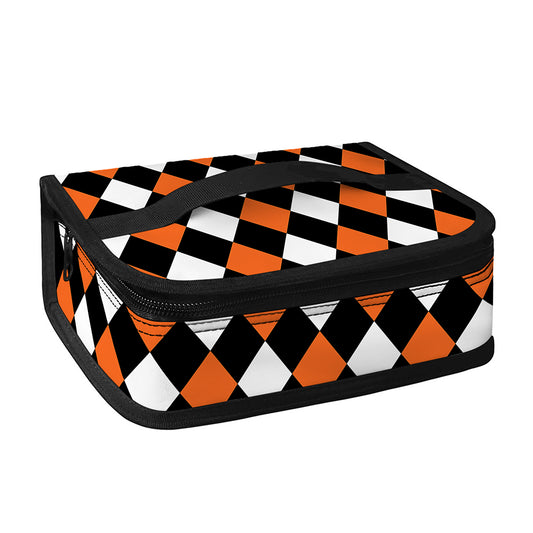 Orange Black And White Harlequin Print Small Lunch Bag