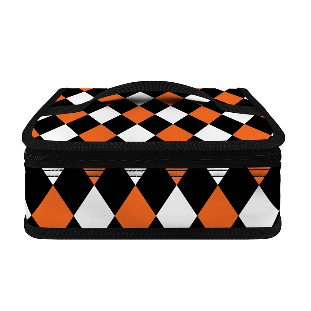Orange Black And White Harlequin Print Small Lunch Bag