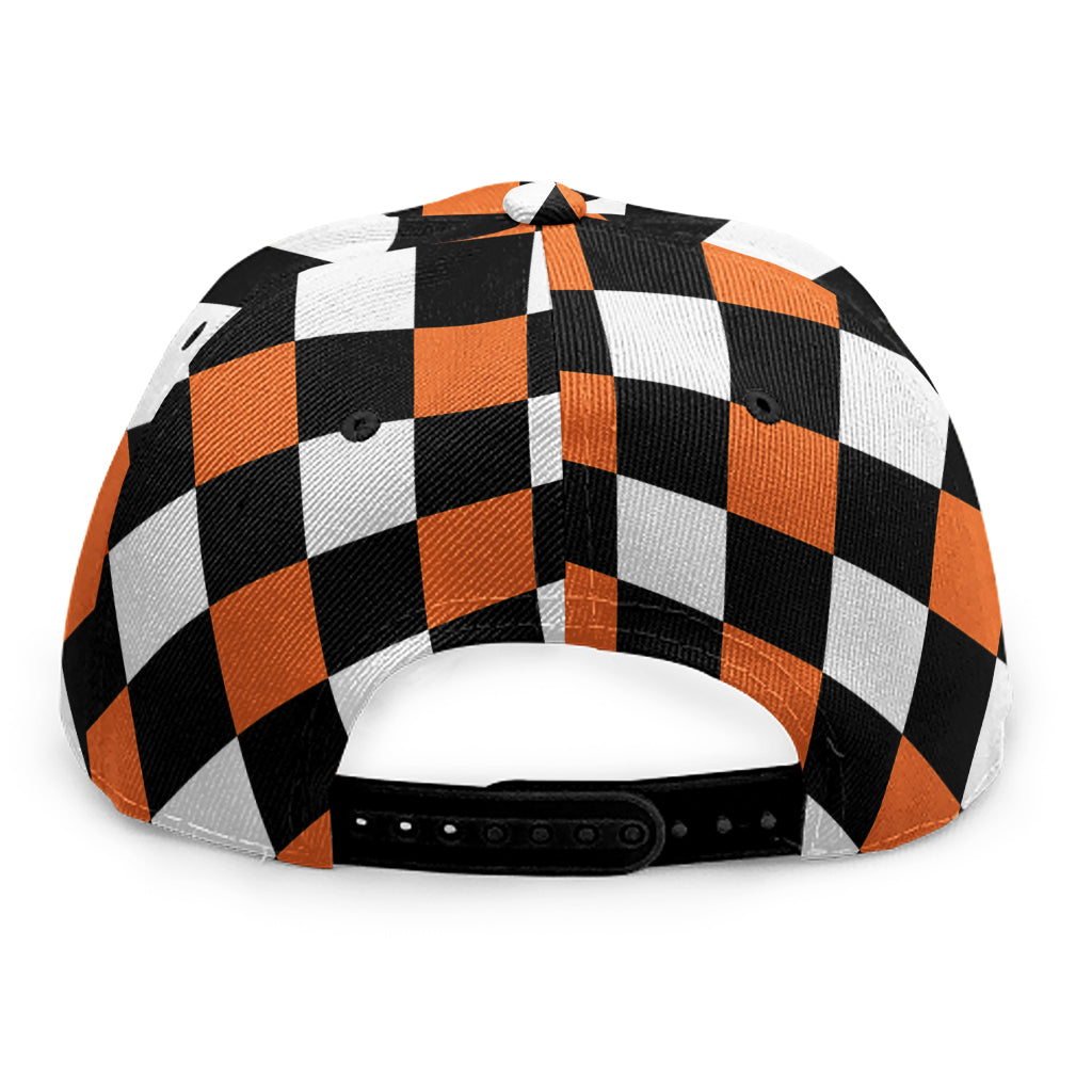 Orange Black And White Harlequin Print Snapback Cap
