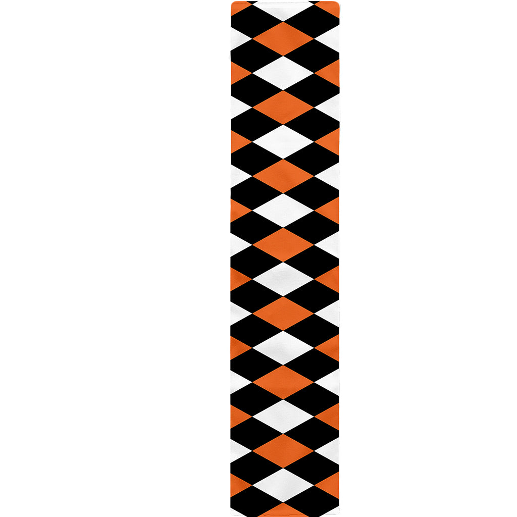 Orange Black And White Harlequin Print Table Runner