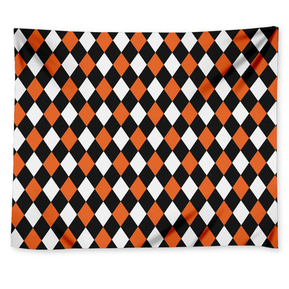 Orange Black And White Harlequin Print Tapestry