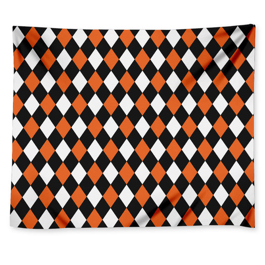 Orange Black And White Harlequin Print Tapestry