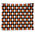 Orange Black And White Harlequin Print Tapestry