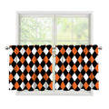 Orange Black And White Harlequin Print Tier Curtains
