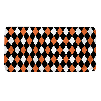 Orange Black And White Harlequin Print Towel