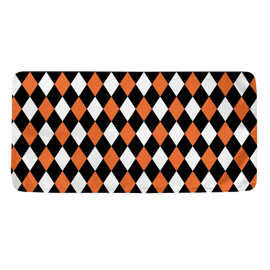 Orange Black And White Harlequin Print Towel