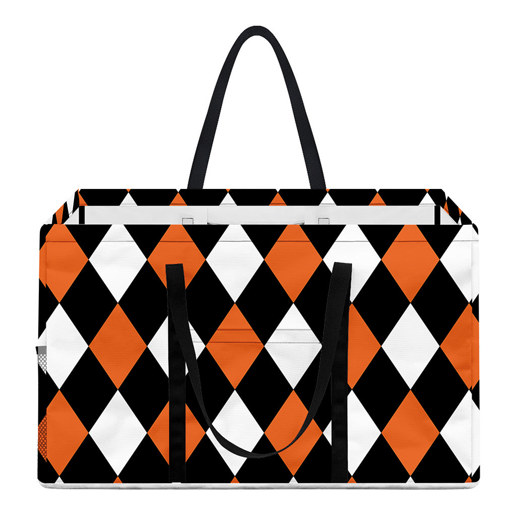 Orange Black And White Harlequin Print Utility Tote Bag