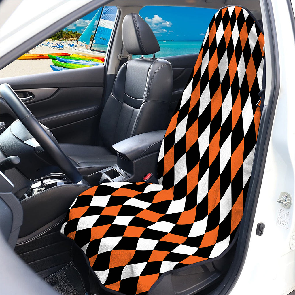 Orange Black And White Harlequin Print Waterproof Car Seat Cover