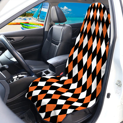 Orange Black And White Harlequin Print Waterproof Car Seat Cover