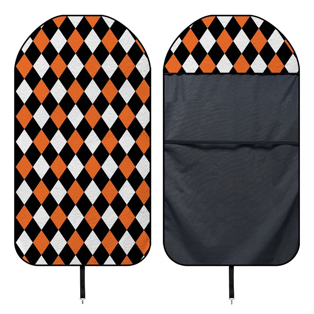 Orange Black And White Harlequin Print Waterproof Car Seat Cover