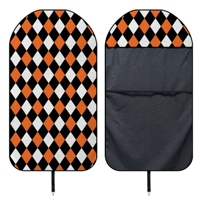 Orange Black And White Harlequin Print Waterproof Car Seat Cover
