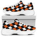Orange Black And White Harlequin Print White Chunky Shoes