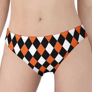 Orange Black And White Harlequin Print Women's Panties