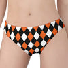 Orange Black And White Harlequin Print Women's Panties