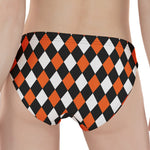 Orange Black And White Harlequin Print Women's Panties