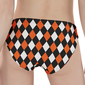 Orange Black And White Harlequin Print Women's Panties