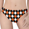 Orange Black And White Harlequin Print Women's Thong