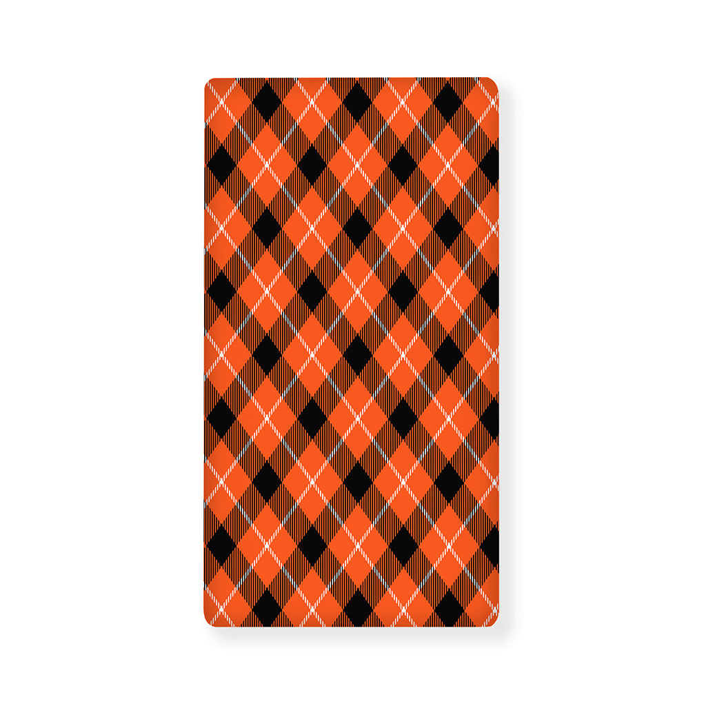 Orange Black And White Plaid Print Baby Crib Sheet