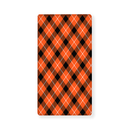 Orange Black And White Plaid Print Baby Crib Sheet