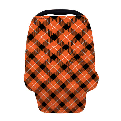 Orange Black And White Plaid Print Baby Seat Cover