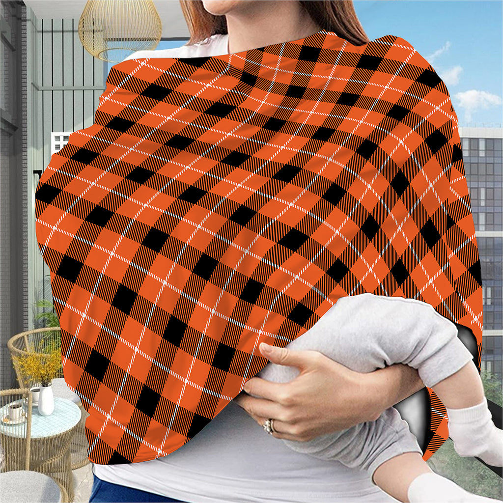 Orange Black And White Plaid Print Baby Seat Cover